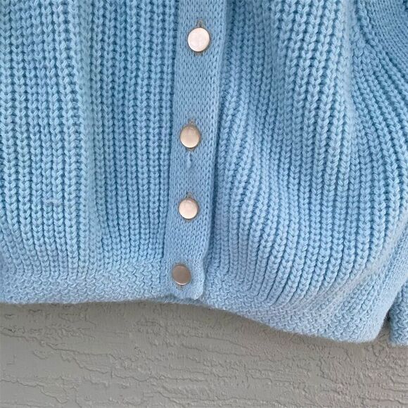 Vintage Boepple Women's Cardigan Sweater M Light Blue Knit - Picture 7 of 13